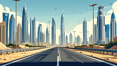 Dubai Road Pass Journey Travel newsletter illustration