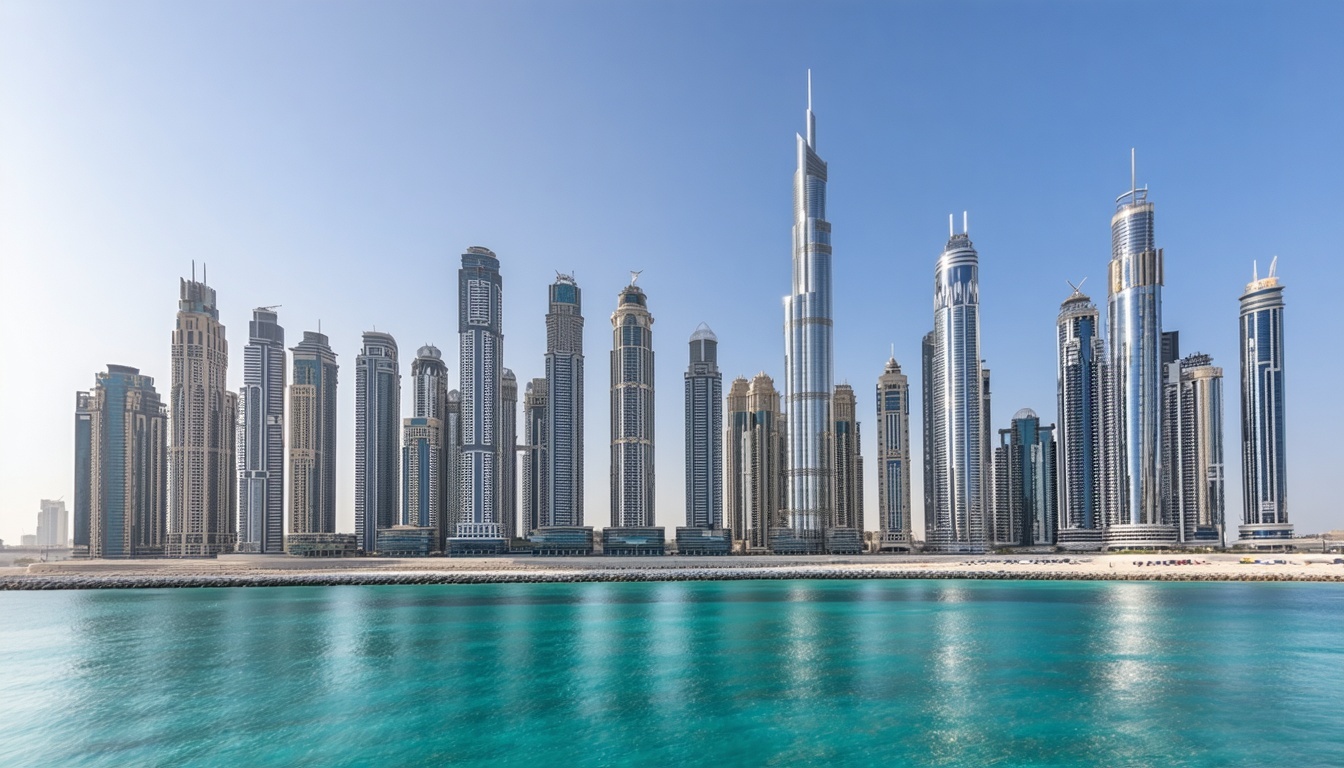 Luxury Dubai cityscape with iconic skyscrapers